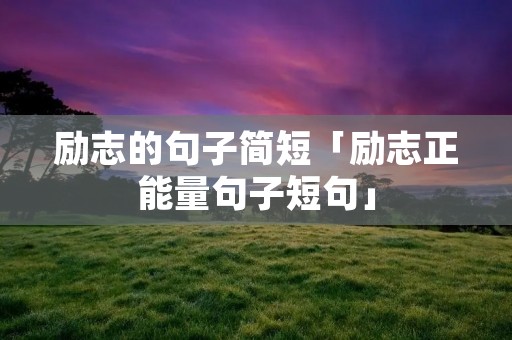 励志的句子简短「励志正能量句子短句」