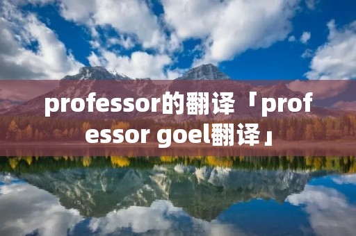 professor的翻译「professor goel翻译」