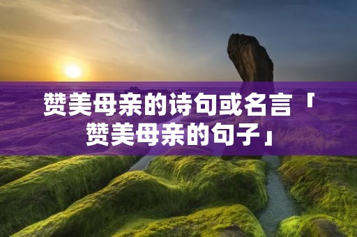 赞美母亲的诗句或名言「赞美母亲的句子」