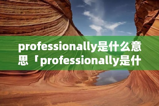 professionally是什么意思「professionally是什么意思英语」