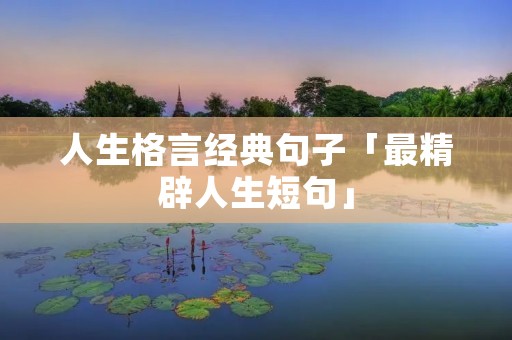 人生格言经典句子「最精辟人生短句」