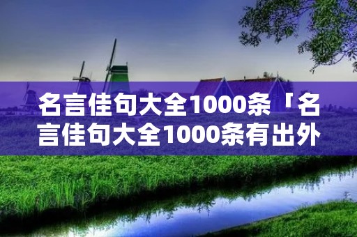 名言佳句大全1000条「名言佳句大全1000条有出外」