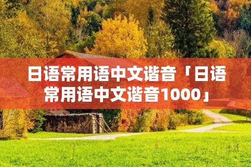 日语常用语中文谐音「日语常用语中文谐音1000」