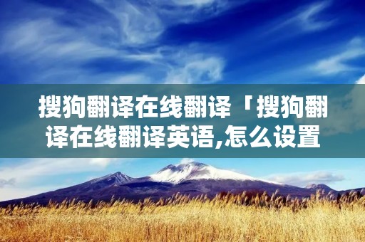 搜狗翻译在线翻译「搜狗翻译在线翻译英语,怎么设置」