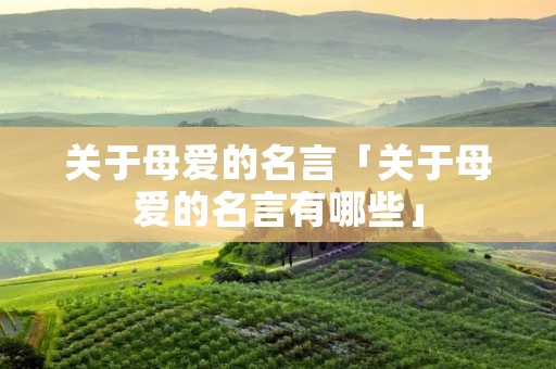 关于母爱的名言「关于母爱的名言有哪些」