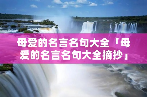 母爱的名言名句大全「母爱的名言名句大全摘抄」