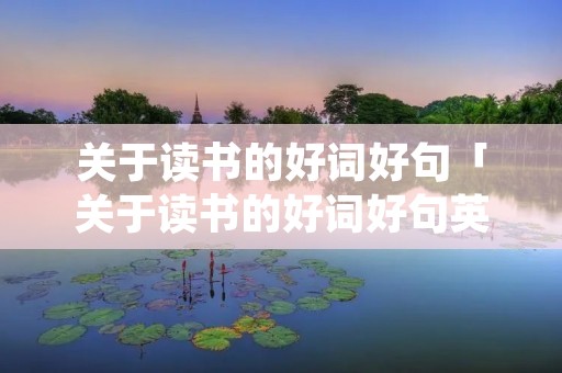 关于读书的好词好句「关于读书的好词好句英语」