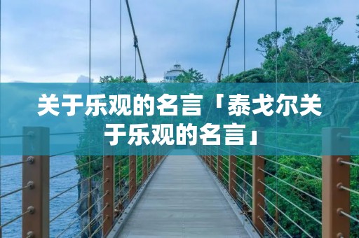 关于乐观的名言「泰戈尔关于乐观的名言」