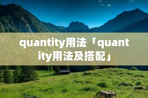 quantity用法「quantity用法及搭配」