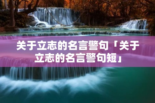 关于立志的名言警句「关于立志的名言警句短」