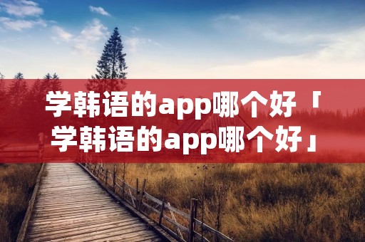 学韩语的app哪个好「学韩语的app哪个好」