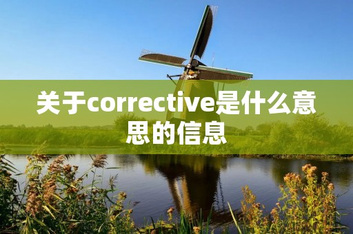 关于corrective是什么意思的信息