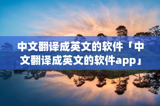 中文翻译成英文的软件「中文翻译成英文的软件app」