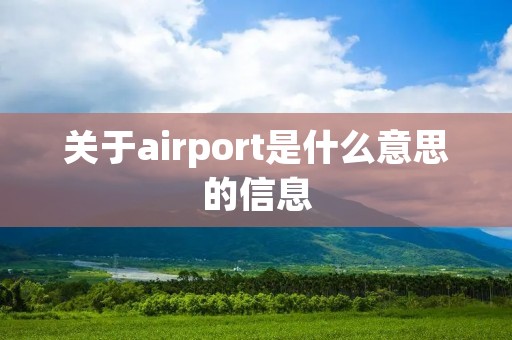 关于airport是什么意思的信息