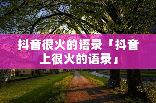 抖音很火的语录「抖音上很火的语录」