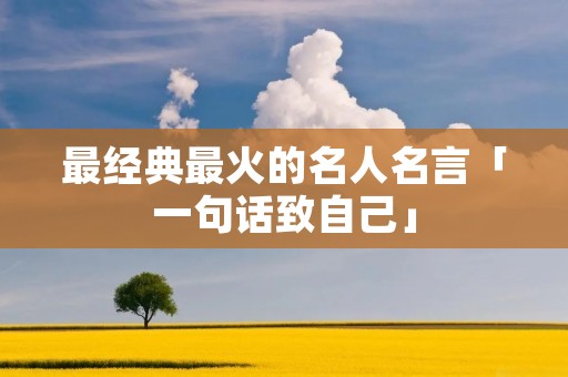 最经典最火的名人名言「一句话致自己」