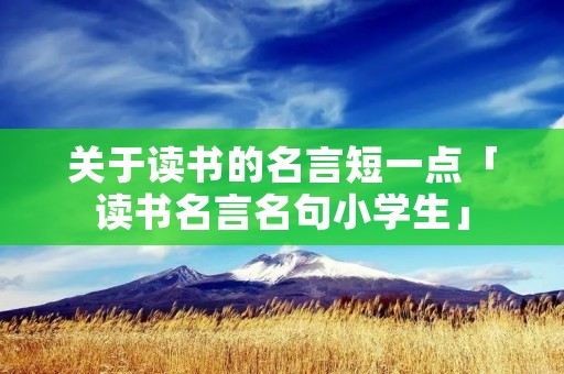 关于读书的名言短一点「读书名言名句小学生」