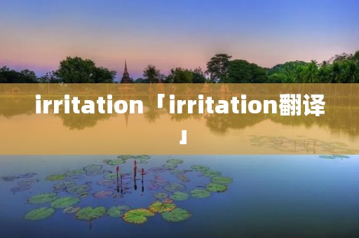 irritation「irritation翻译」