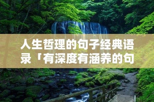 人生哲理的句子经典语录「有深度有涵养的句子」