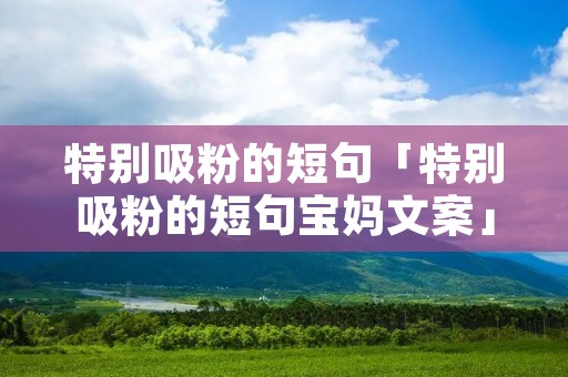 特别吸粉的短句「特别吸粉的短句宝妈文案」