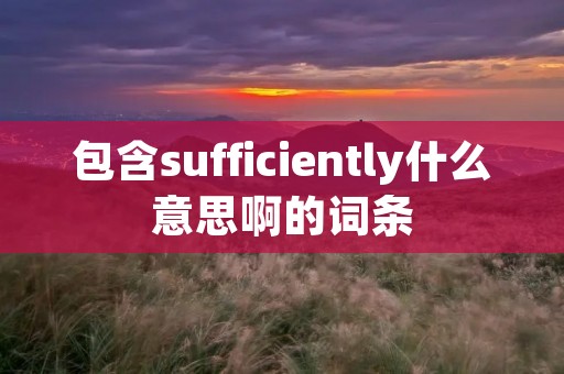 包含sufficiently什么意思啊的词条