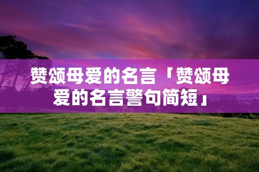 赞颂母爱的名言「赞颂母爱的名言警句简短」