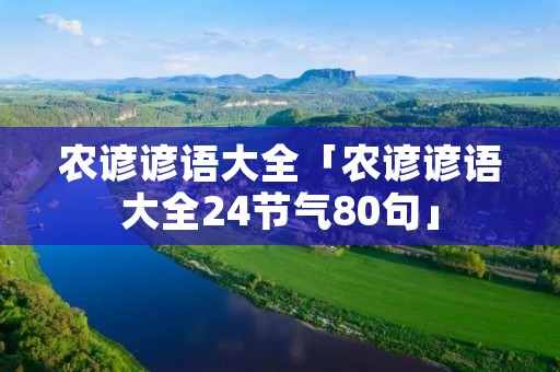 农谚谚语大全「农谚谚语大全24节气80句」