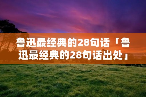 鲁迅最经典的28句话「鲁迅最经典的28句话出处」