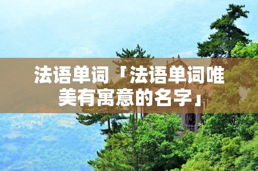 法语单词「法语单词唯美有寓意的名字」