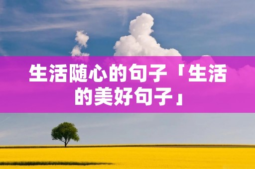 生活随心的句子「生活的美好句子」