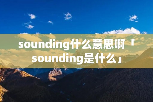sounding什么意思啊「sounding是什么」