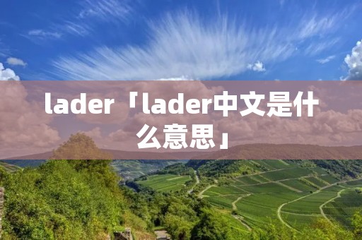 lader「lader中文是什么意思」