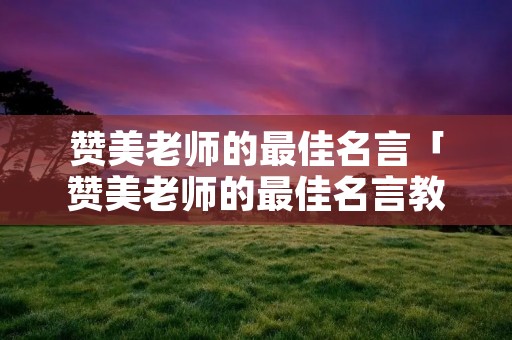赞美老师的最佳名言「赞美老师的最佳名言教学的艺术」