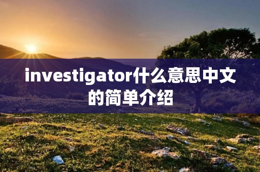 investigator什么意思中文的简单介绍 investigator什么意思中文的简单介绍