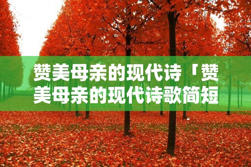 赞美母亲的现代诗「赞美母亲的现代诗歌简短四年级」