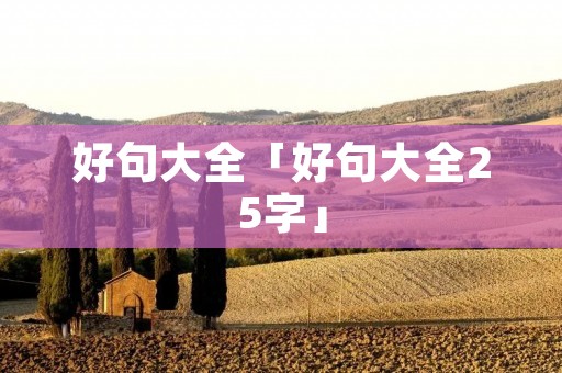 好句大全「好句大全25字」