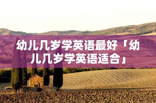 幼儿几岁学英语最好「幼儿几岁学英语适合」