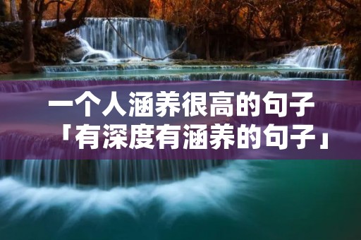 一个人涵养很高的句子「有深度有涵养的句子」