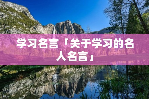 学习名言「关于学习的名人名言」