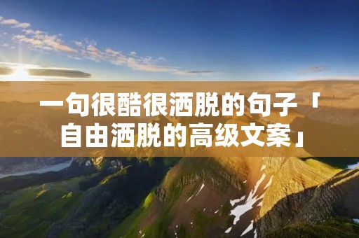 一句很酷很洒脱的句子「自由洒脱的高级文案」