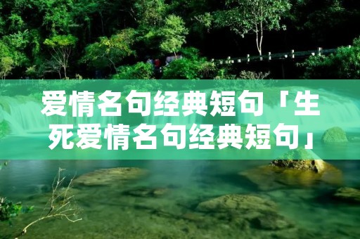 爱情名句经典短句「生死爱情名句经典短句」