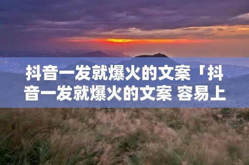 抖音一发就爆火的文案「抖音一发就爆火的文案 容易上热门的情感文案」
