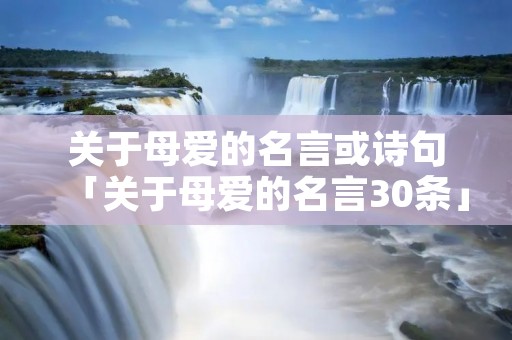 关于母爱的名言或诗句「关于母爱的名言30条」