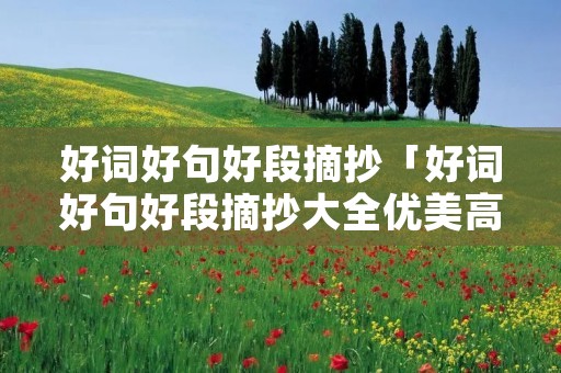 好词好句好段摘抄「好词好句好段摘抄大全优美高中」