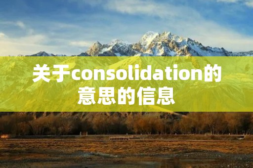 关于consolidation的意思的信息 关于consolidation的意思的信息
