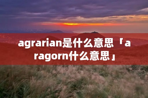 agrarian是什么意思「aragorn什么意思」 agrarian是什么意思「aragorn什么意思」