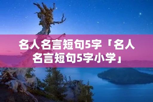 名人名言短句5字「名人名言短句5字小学」