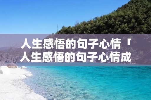 人生感悟的句子心情「人生感悟的句子心情成熟稳重」