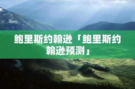 鲍里斯约翰逊「鲍里斯约翰逊预测」