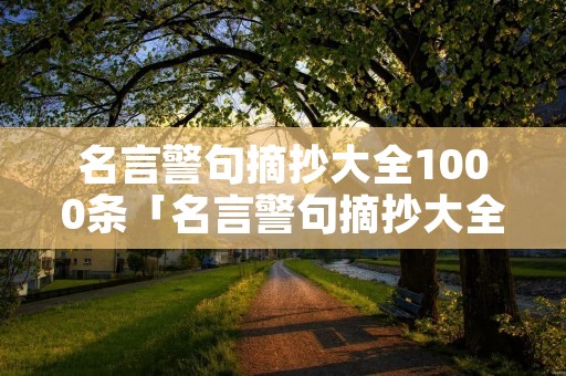 名言警句摘抄大全1000条「名言警句摘抄大全1000条长句」